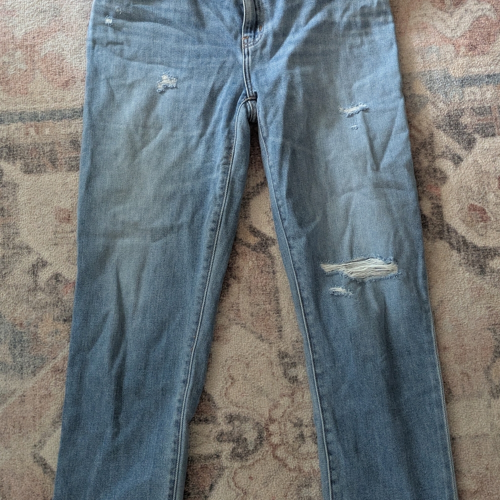 Hatch Women’s Boyfriend Jeans - Light Blue Distressed